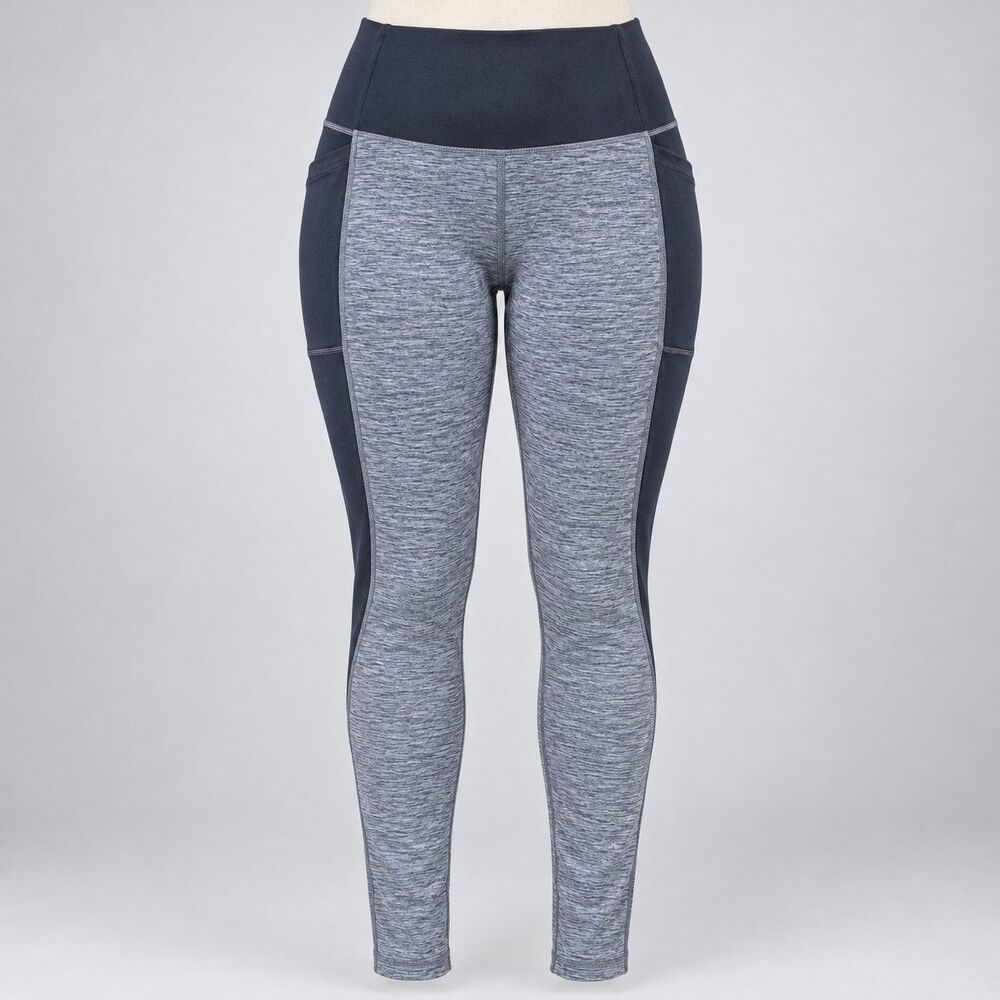 DSG Womens Size M Heather Gray Black Colorblock Leggings Pockets Yoga Workout